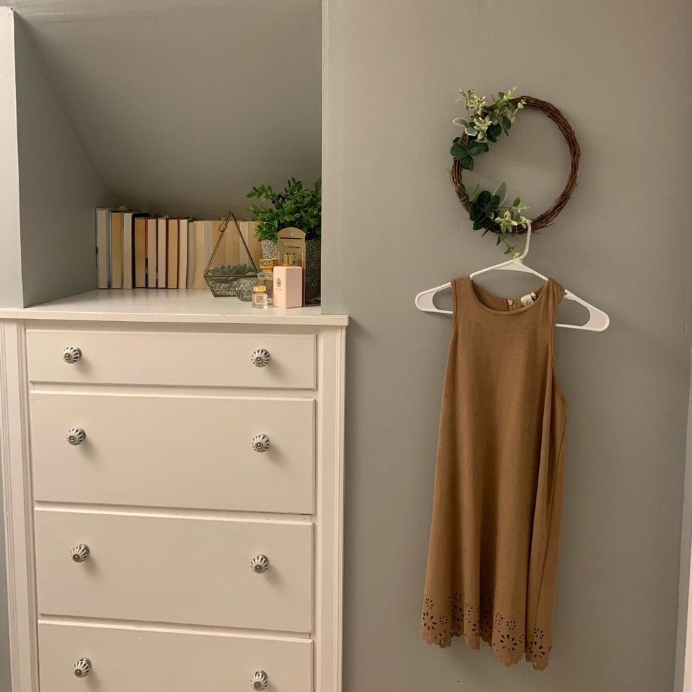 Paper Crane Khaki Suede Dress